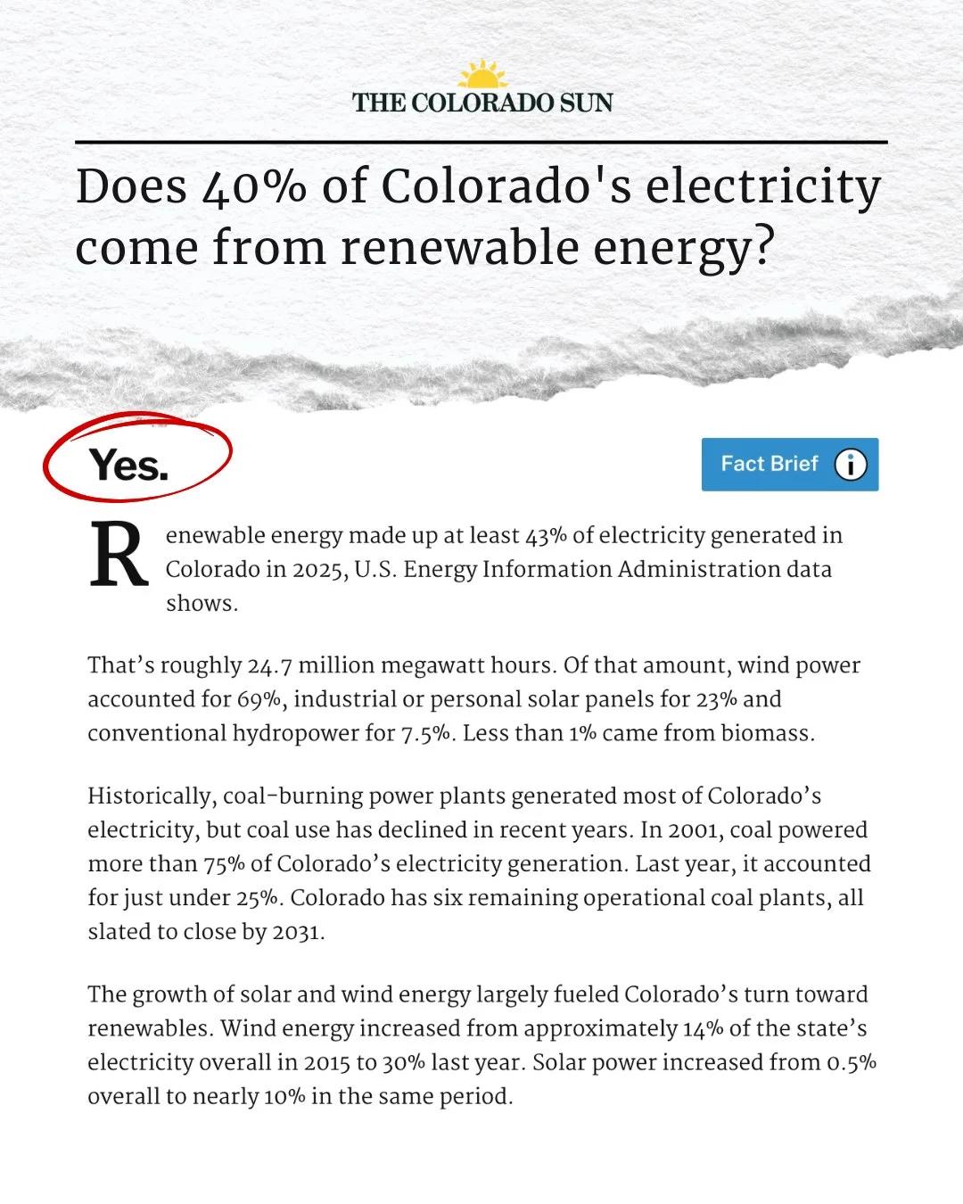 Colorado's Grid Now Runs on Over 40% Renewables