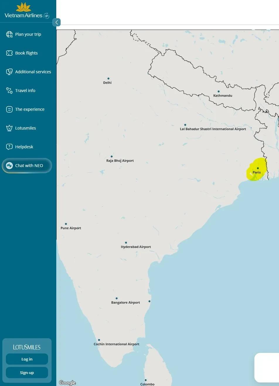 Vietnam Airlines' App Mistakes Paris for Indian Biryani