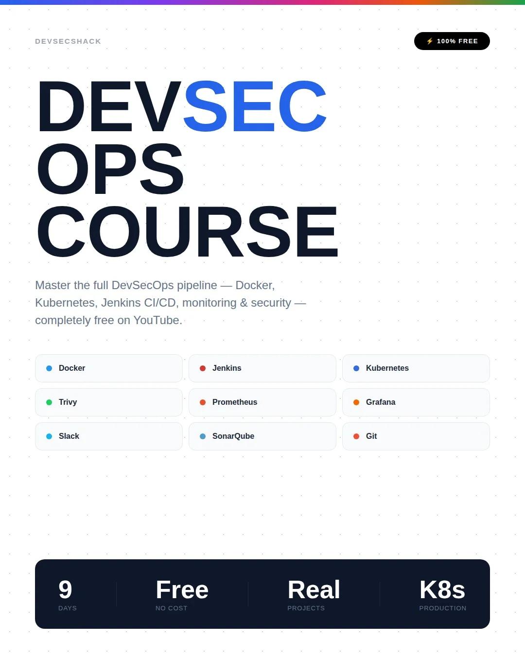 Free 9‑Day DevSecOps Course: From Setup to Monitoring