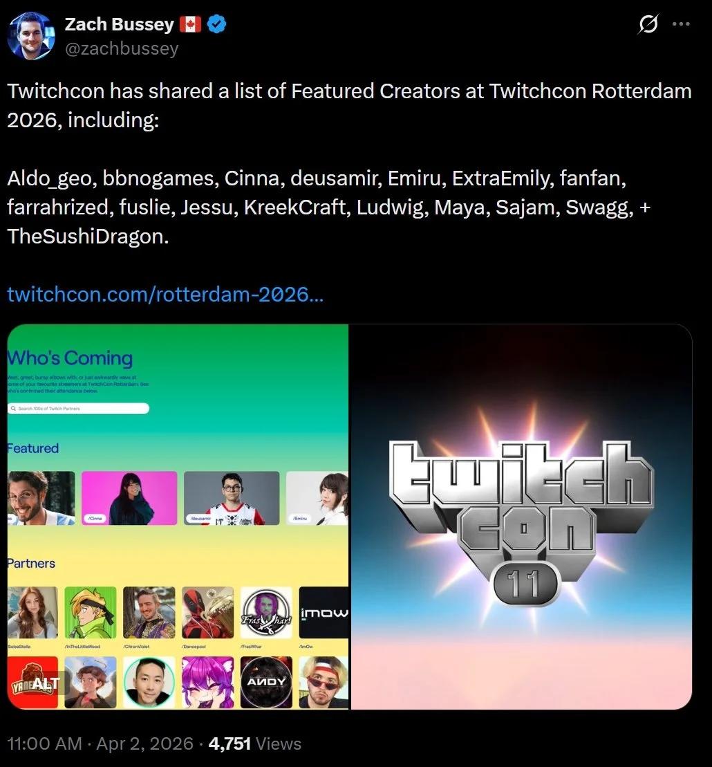 Twitchcon Cuts Featured Creators From Rotterdam 2026