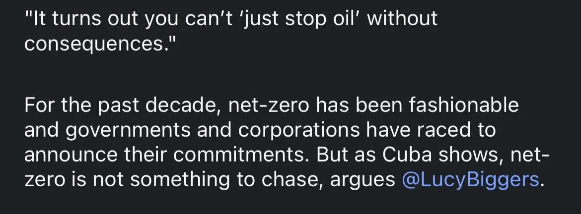 Net‑Zero Policies Not Responsible for Cuba’s Energy Crisis