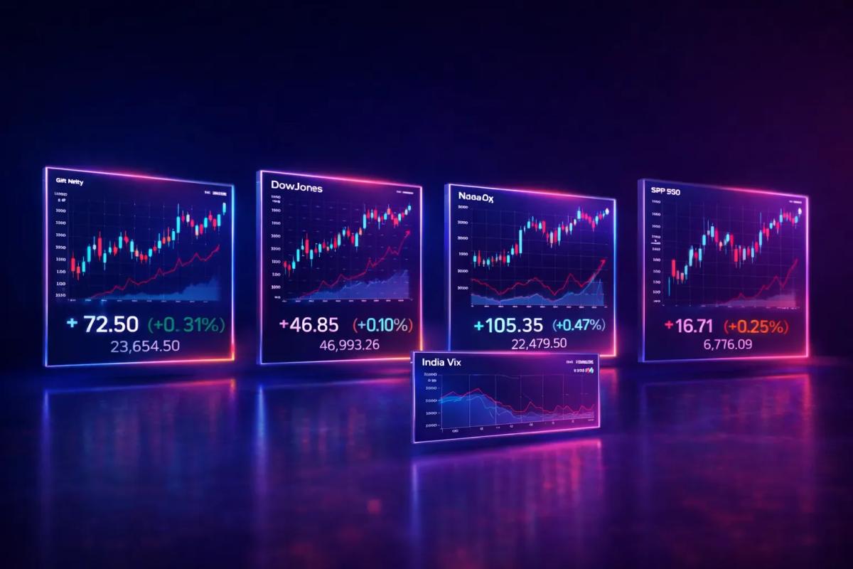 India’s Gift Nifty Climbs as US Markets Slip, VIX Spikes