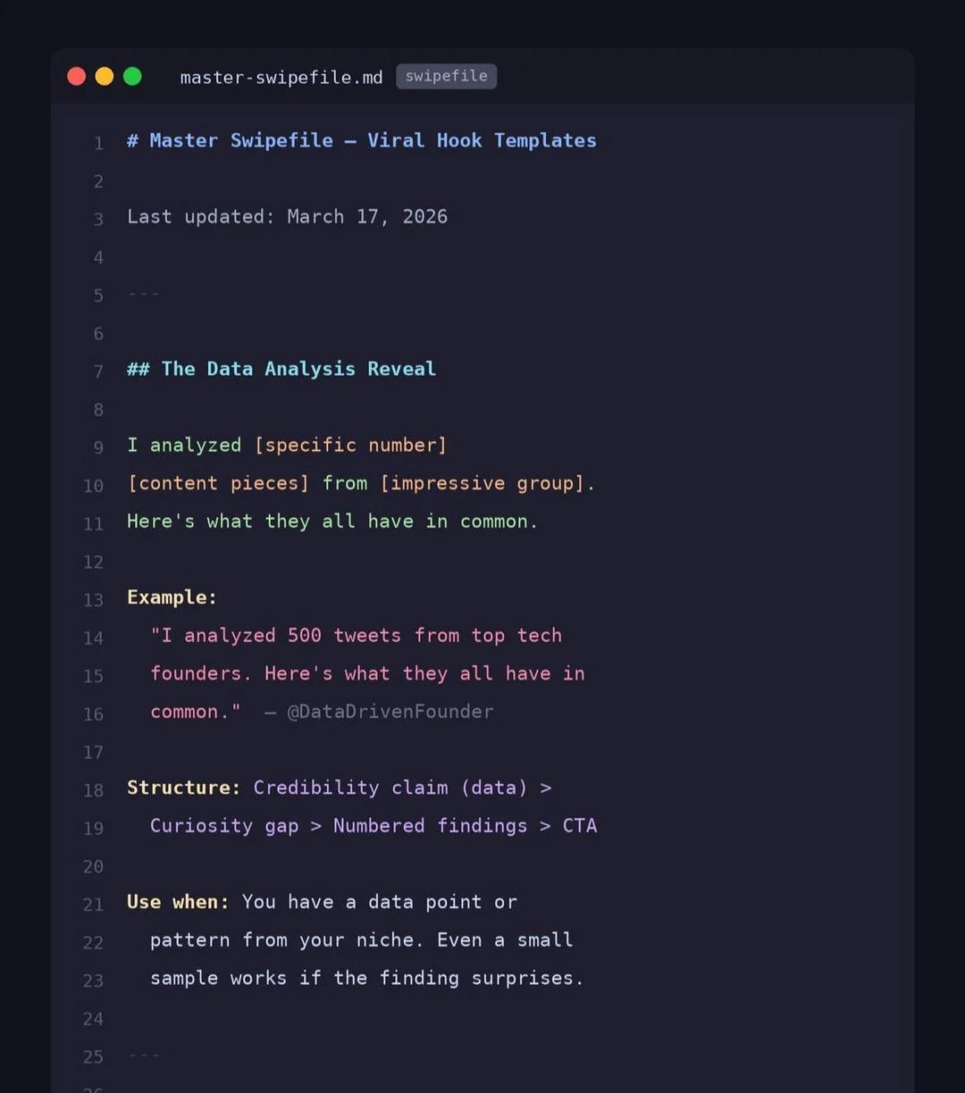 Automated Daily Swipe File of Proven Viral Hooks