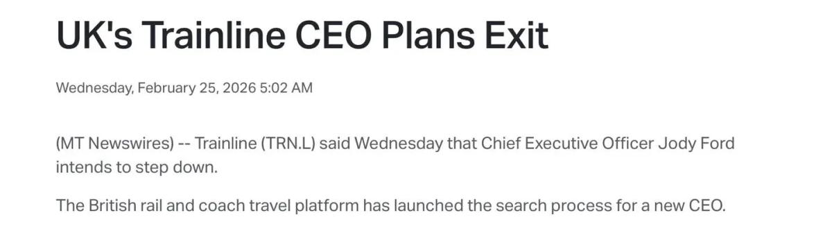 CEO Exit Undermines Confidence in Trainline’s Long‑Term Vision