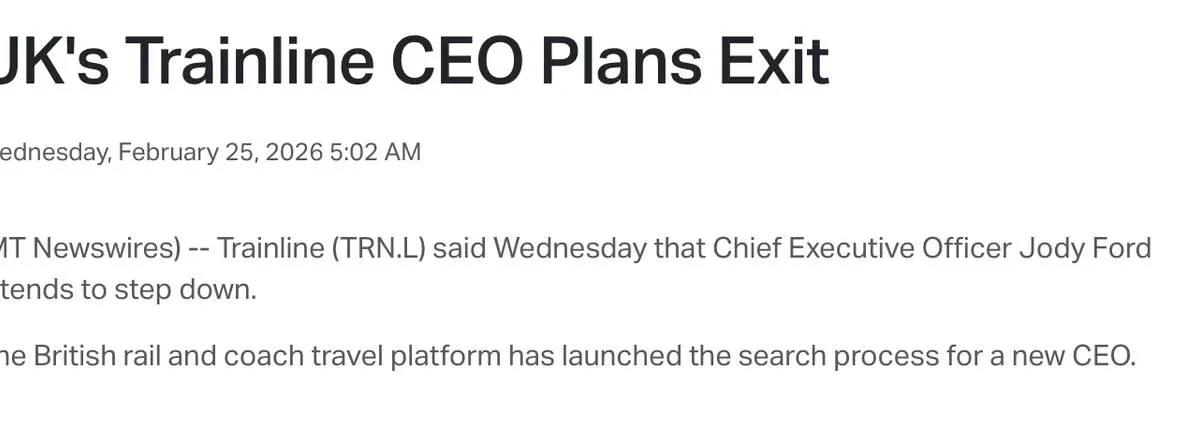 CEO Exit Undermines Confidence in Trainline’s Long‑Term Vision