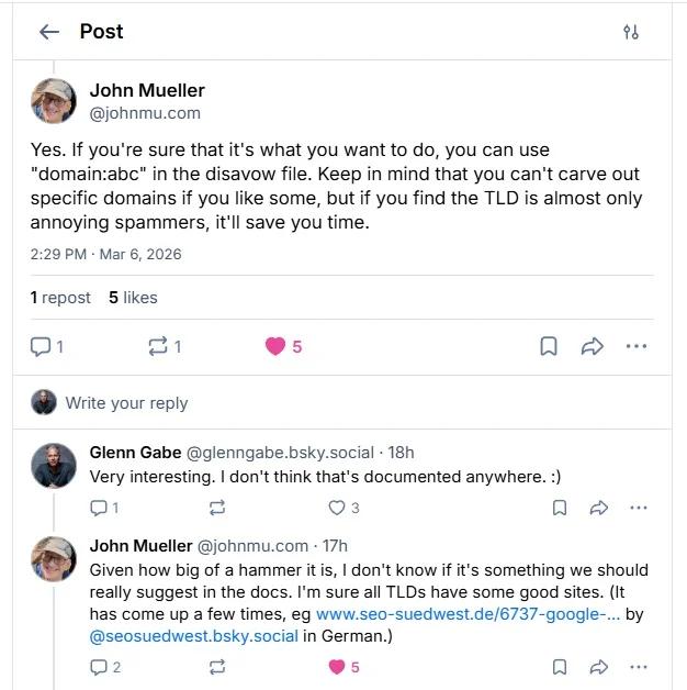 Google Allows Whole‑TLD Disavowals, But It’s Overkill