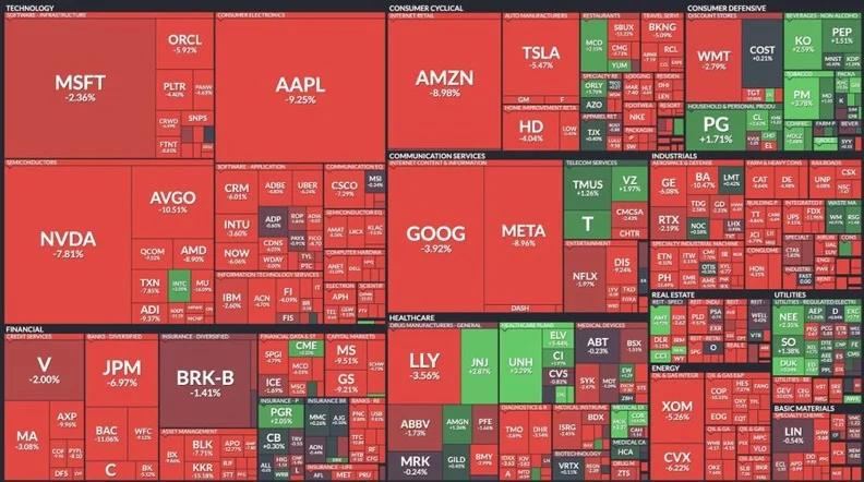 U.S. Stocks Plunge Following Liberation Day Tariffs