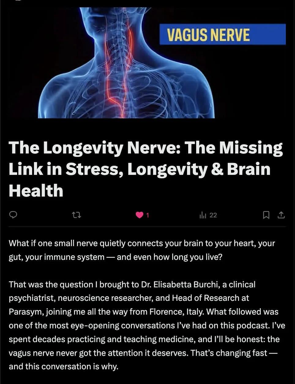 A Single Nerve Links Brain, Heart, Gut, Immunity, Longevity