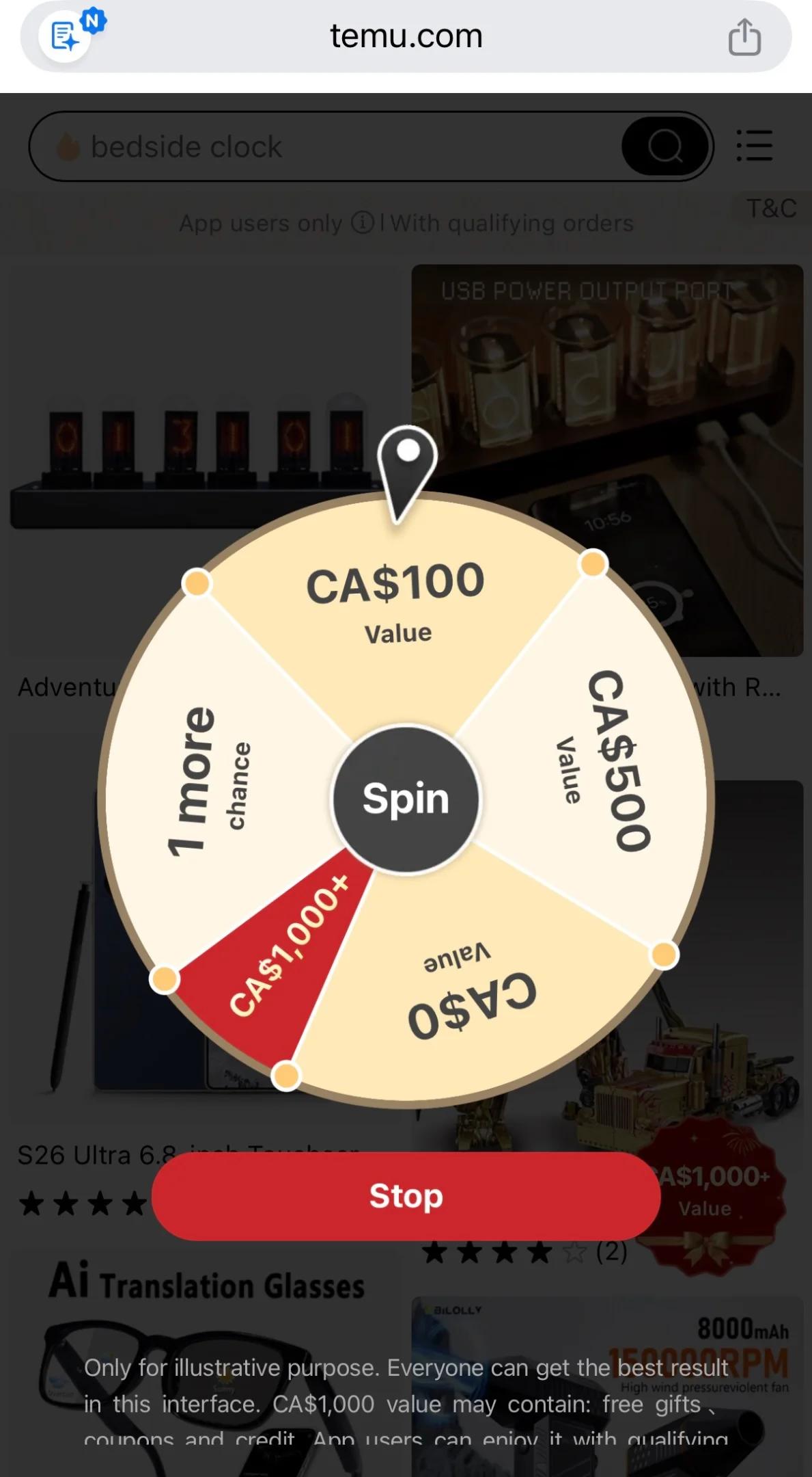 Mandatory Spinning Wheel Ruins Temu's Checkout Experience