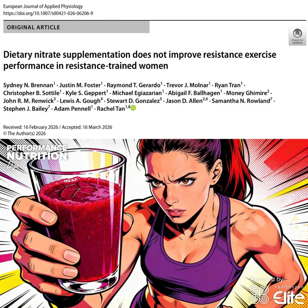 Beetroot Juice Impairs Bench Press Power in Women