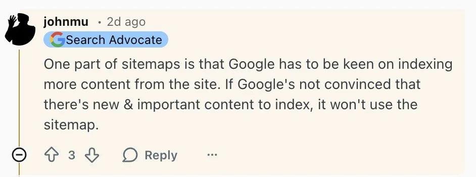 Google Ignores Sitemaps Lacking Fresh, Valuable Content