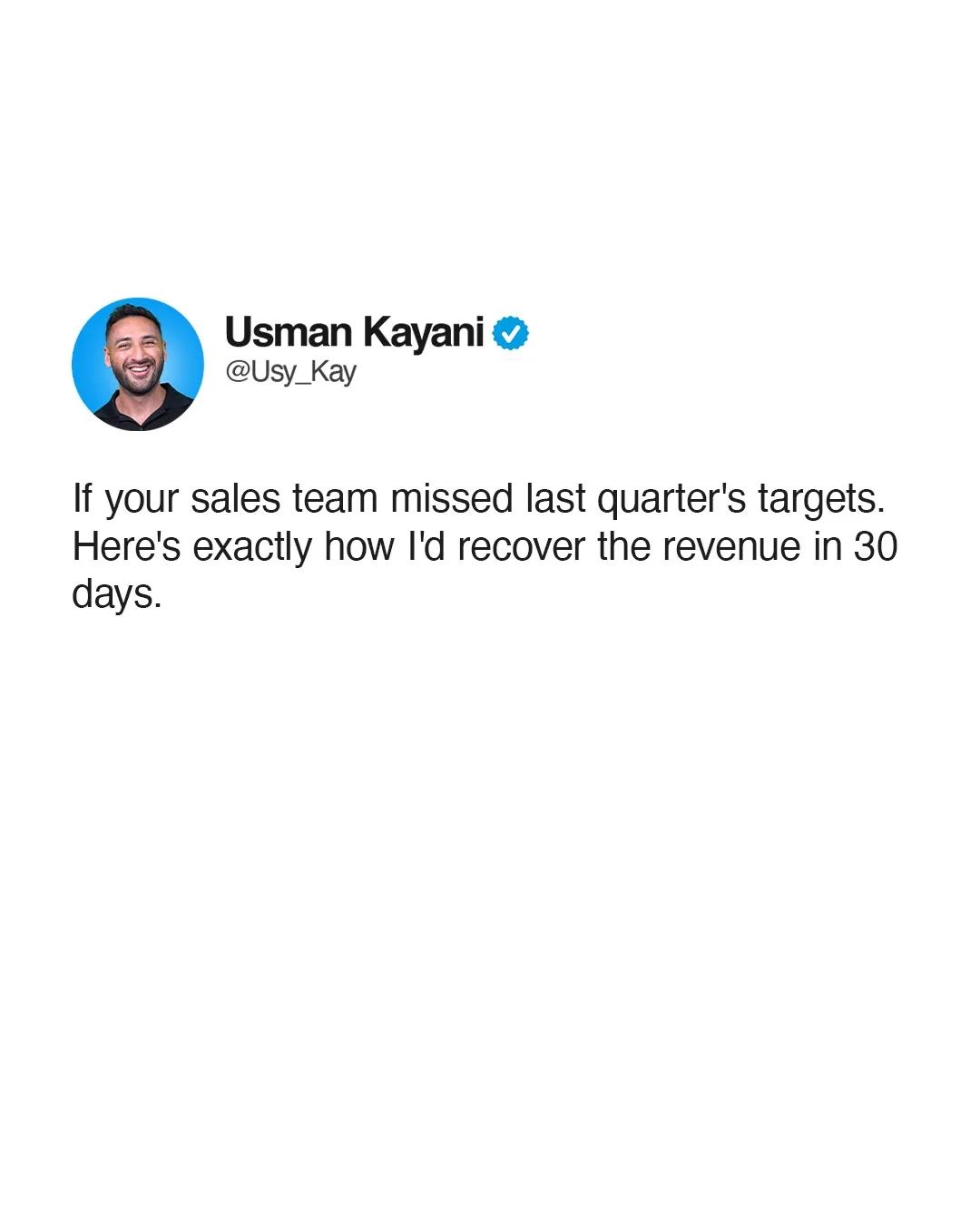 Recover Missed Quarterly Sales in 30 Days