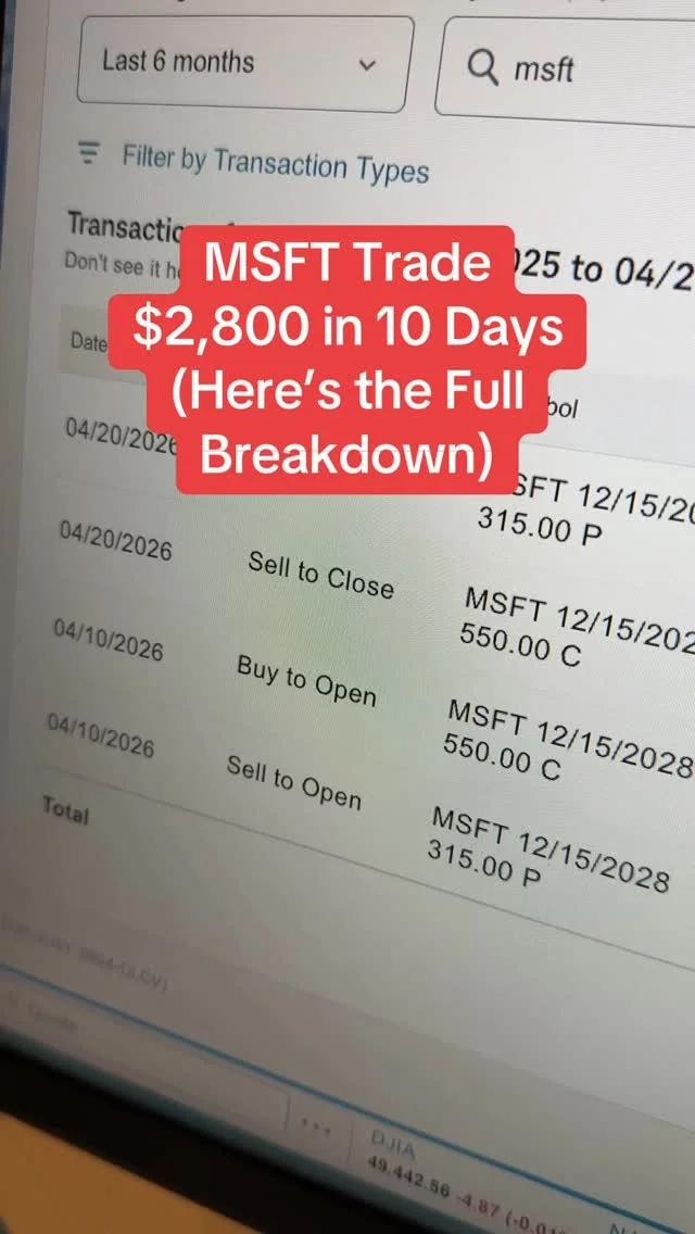 Microsoft Trade Nets $2,800 Profit