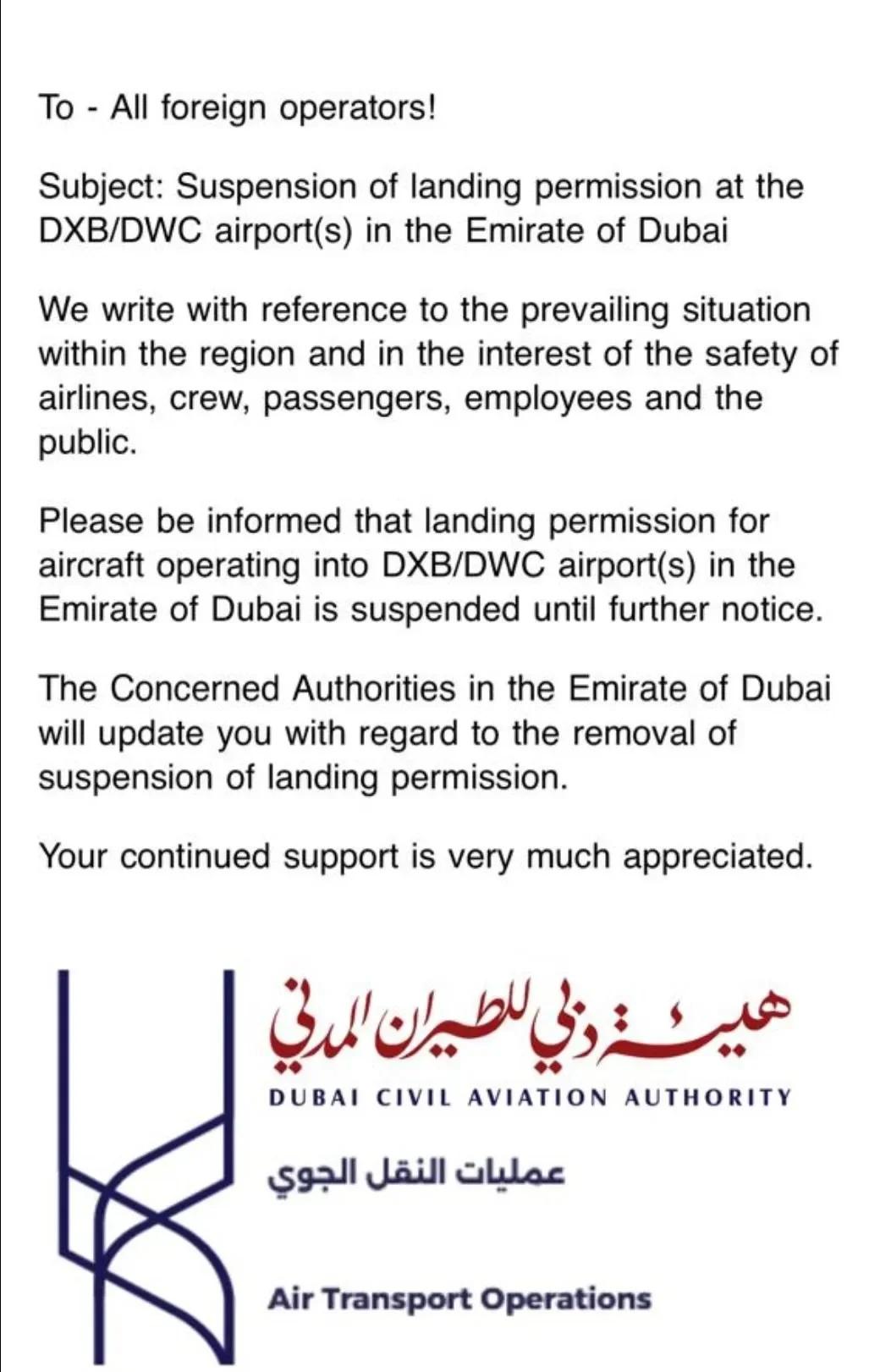 Dubai Halts All Foreign Flights at DXB, DWC