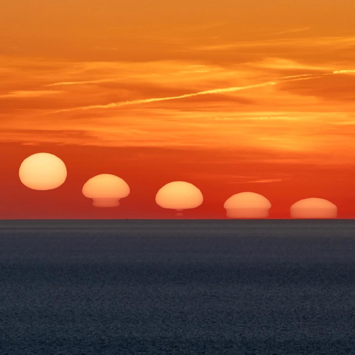 Sunset Mirage: Atmospheric Refraction Distorts the Sun