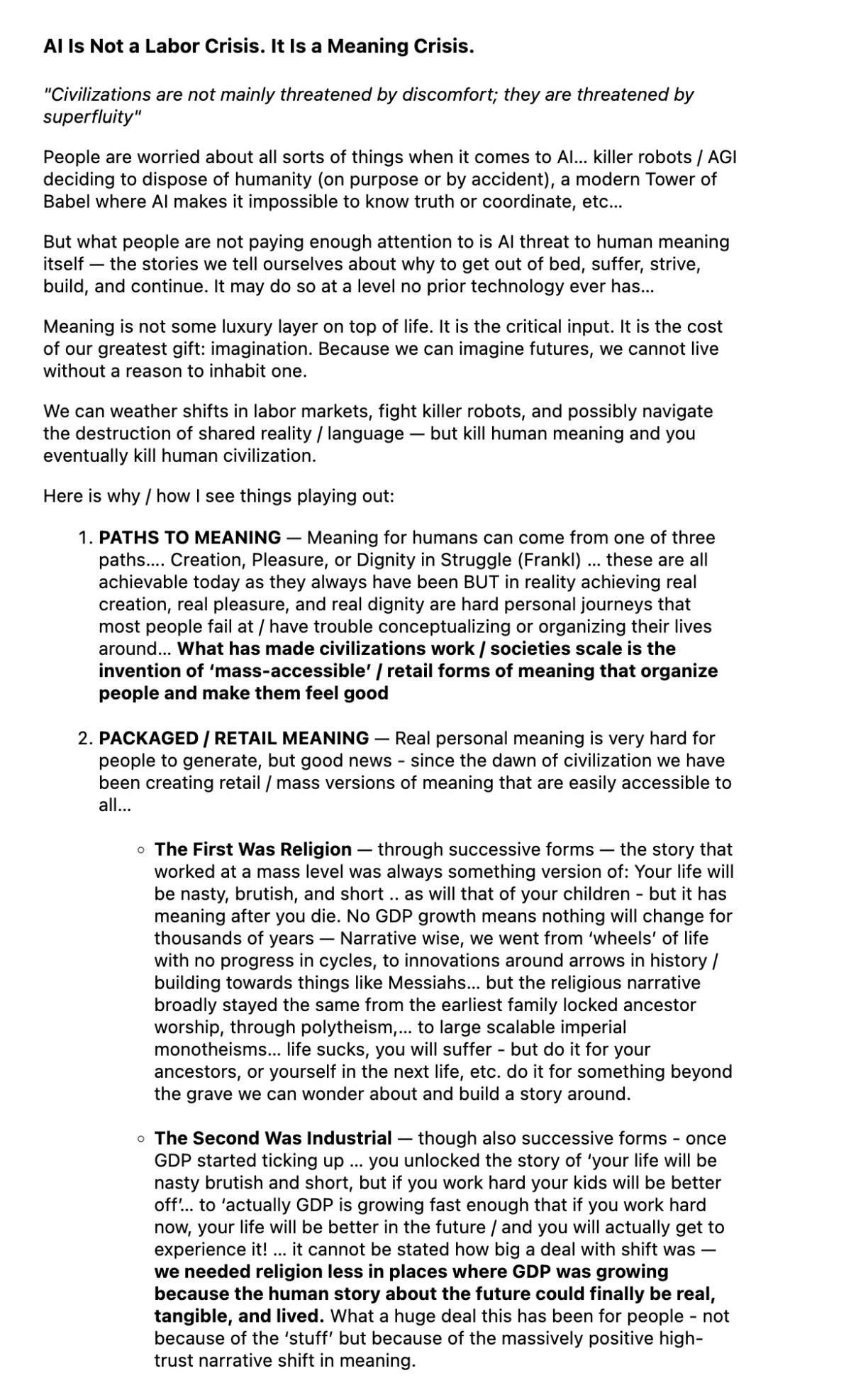 AI Sparks a Meaning Crisis, Not a Labor Crisis