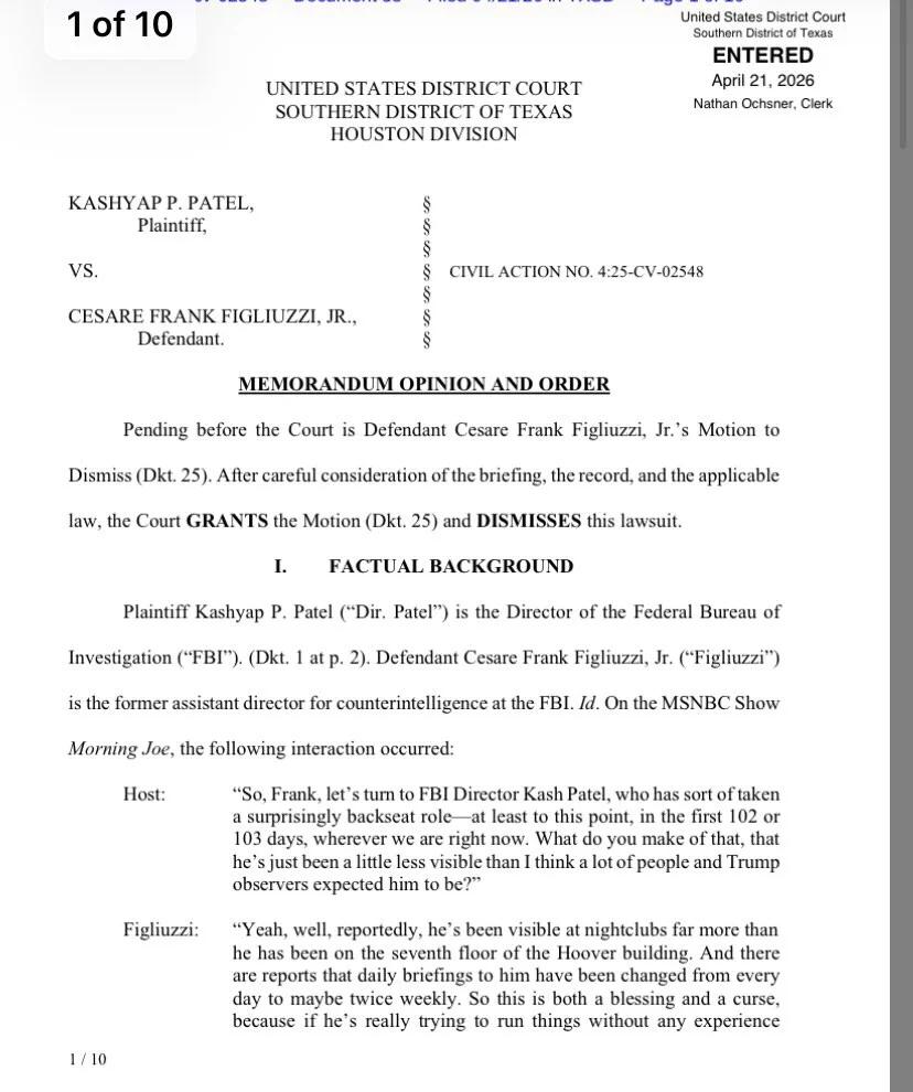 Kash Patel's Defamation Case Dismissed for Lack of Claim