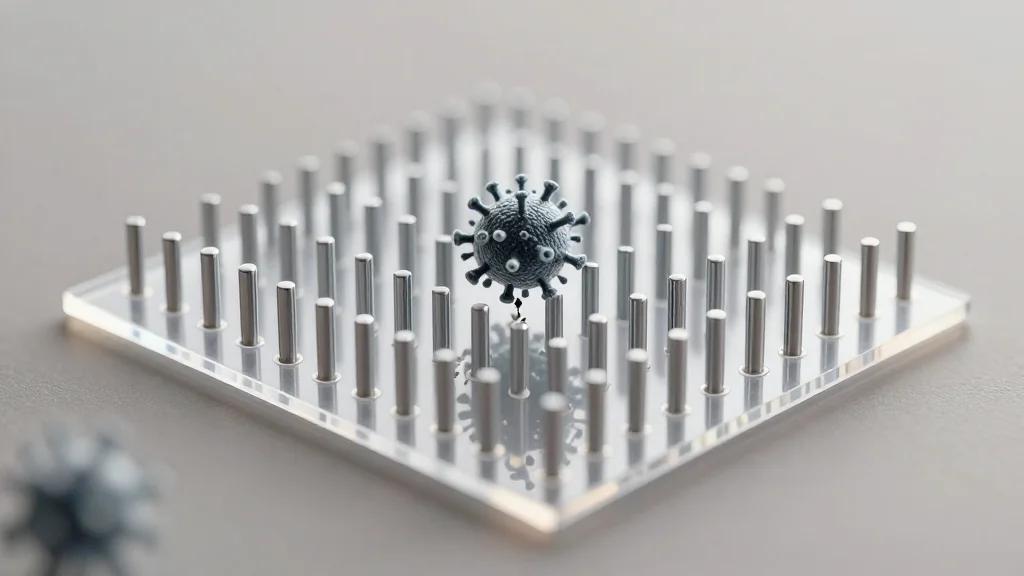 Nanopillar-Studded Plastic Films Physically Destroy Viruses, Cutting Infectivity by 94% without Chemicals