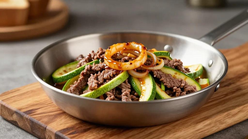 Stir-Fried Beef, Zucchini and Sweet Onions