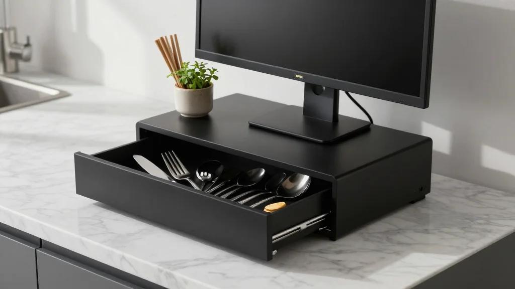 I Turned an IKEA Computer Monitor Stand Into the Cutest Kitchen Countertop Organizer