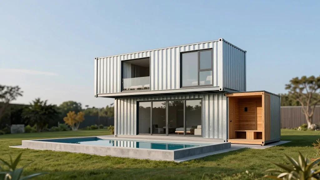 One-of-a-Kind Shipping Container House Even Has Its Own Pool and Sauna