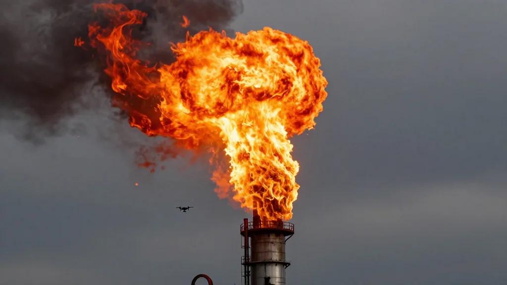 Drone Strike Ignites Massive Fire at Russia’s Tuapse Refinery, Visible From Space