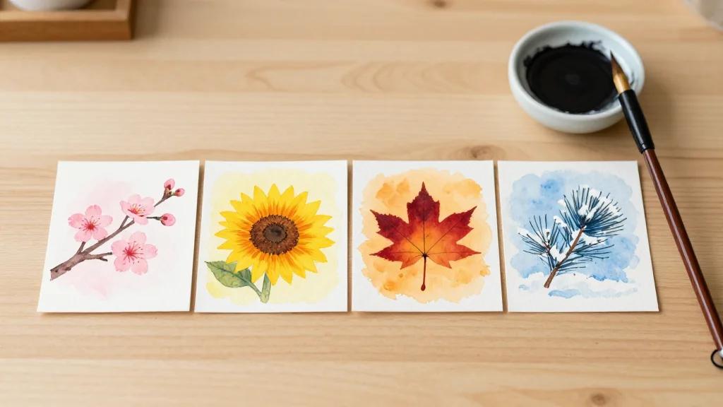 Seasonal Haiku Paintings Hope War Passes Quickly