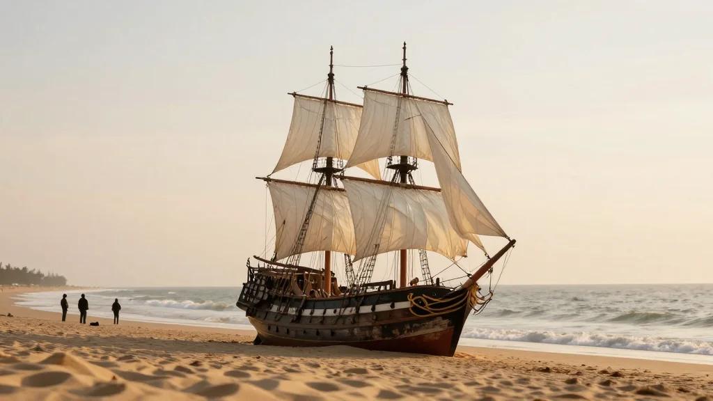 French Brigantine La Malouin Beached on Ramsey Beach Sparks Crowds
