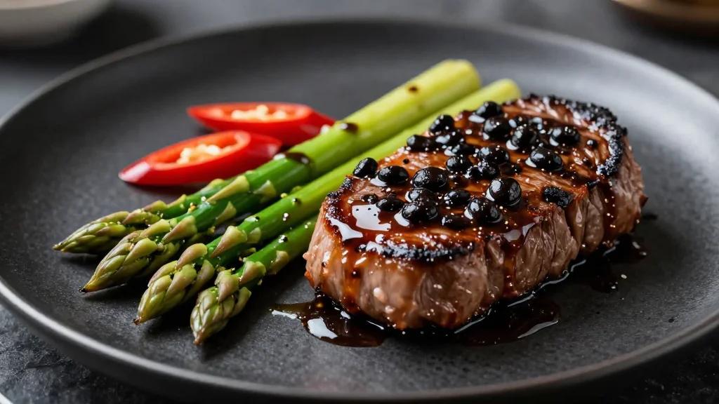 Black Bean–Garlic Skirt Steak with Asparagus