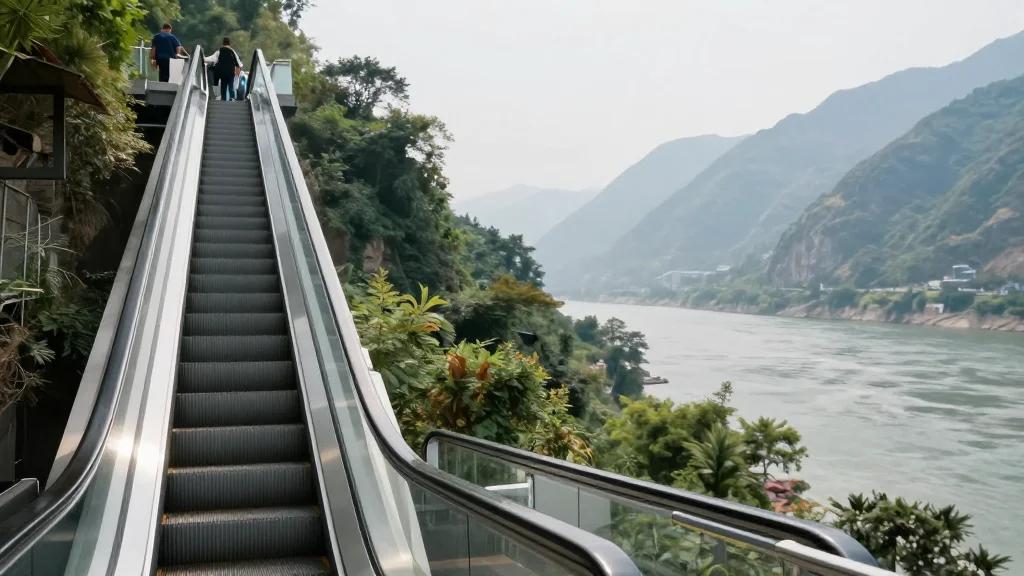 China Unveils World's Longest Outdoor Escalator on Yangtze