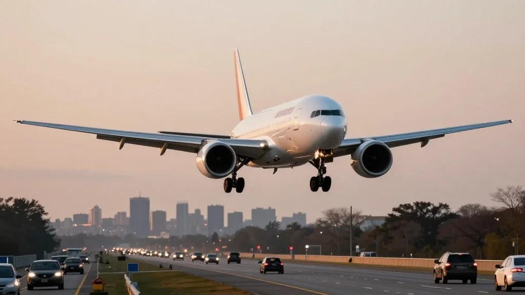 United 777 Makes A Jaw-Dropping Low Approach Over A Newark Highway
