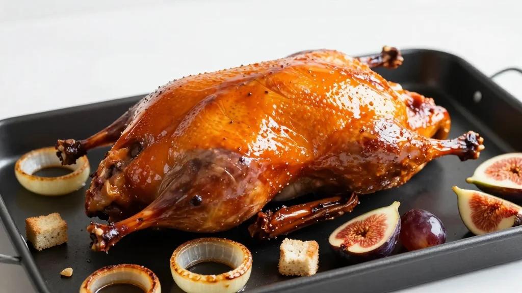 Sheet Pan Duck With Orange-Sriracha Glaze, Grapes and Hand-Torn Croutons