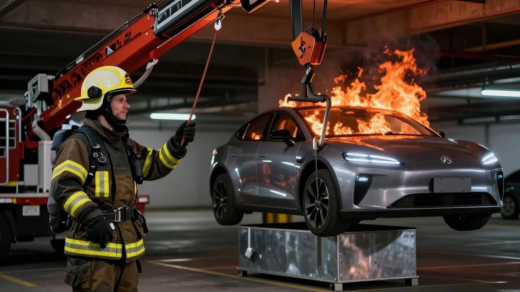 Md. Firefighters Train for EV Fires with Crane Operations, Parking Garage Removal