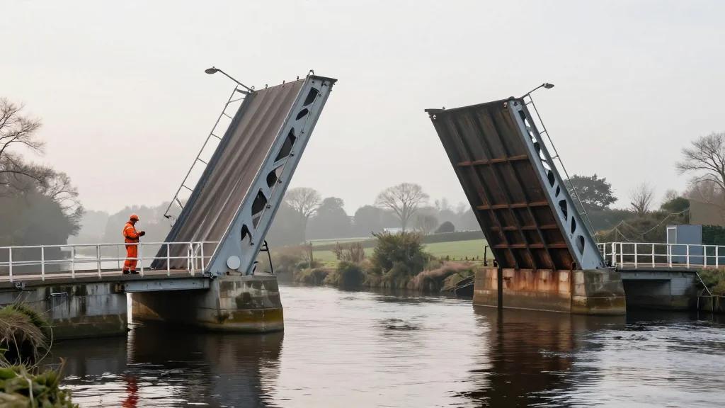 1950s Yorkshire Aluminium Bascule Bridge Set for Off-Site Refurbishment to Remedy Corrosion