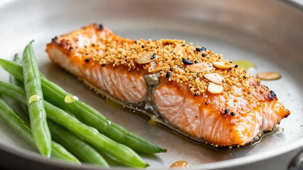 Sheet Pan Almond-Crusted Salmon With Green Beans