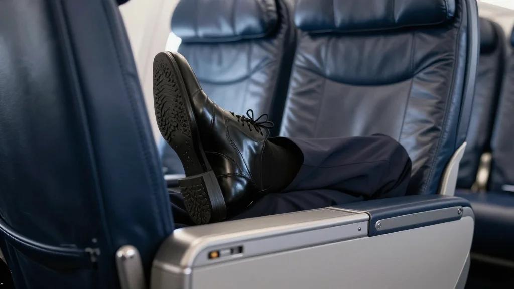First-Class Passenger Turns Armrest Into Footrest