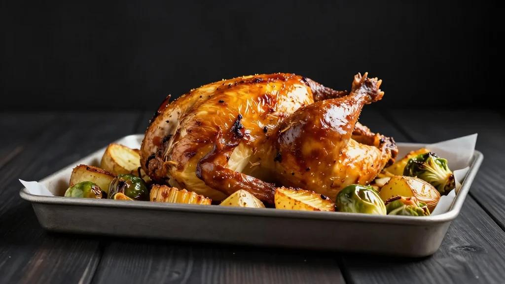 Sheet Pan Roast Chicken With Hasselback Potatoes and Brussels Sprouts